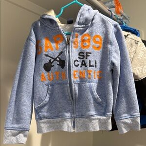 GAP Kids limited editioGray and Orange Zip-Up Hoodie California toddler 5 years